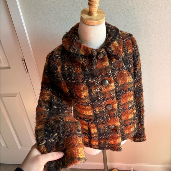 ANNA SUI Y2K Vintage 2005 Runway Wool Mohair Tweed Plaid Jacket Size 2 - Picture 9 of 15